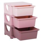 HOMCOM Torre de Almacenamiento Infantil con 3 Cajones Organizador de Juguetes para Niños +3 Años Gran Almacenaje con Asas para Juguetes Ropa Libros 37x37x56,5 cm Rosa(c-2)