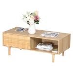 HOMCOM Mesa de Centro Mesa de Café con 2 Estantes para Salón Sala de Estar Dormitorio Estilo Vintage Madera 100x60x46 cm Marrón Rústico(c-1)