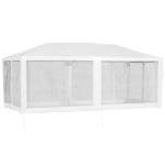 Outsunny Gazebo de Jardín 6x3m Pabellón con 6 Paredes de Malla Extraíbles Cremallera y Techo Estilo Catedral para Fiestas Eventos Reuniones Blanco(c-4)