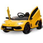 HOMCOM Coche Eléctrico para Niños de +3 Años Lamborghini SVJ Batería 12V con Mando a Distancia Velocidad de 3-5 km/h Música y Faros Carga 25 kg 123x66,5x45,5 cm Amarillo(c-3)