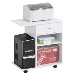 Vinsetto Armario para Impresora Carro Multifuncional de Oficina con 3 Compartimentos 2 Cajones para Archivos Estante Ajustable Ruedas con 2 Frenos 80x40x72 cm Roble(c-3)