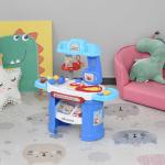 HOMCOM Centro Médico veterinario con 43 Piezas Juego de Rol Educativo para Niños de +3 Años con Herramientas Estante y Armario 50x32x86 cm Azul(c-1)
