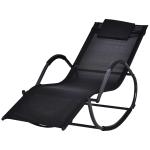 Outsunny Mecedora para Exterior Tumbona con Reposabrazos y Función Balancín para Terraza 160x61x79 cm Negro(c-2)