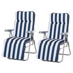 Pack de 2 Tumbonas Acolchadas Plegables y Reclinables con Reposapiés para Playa o Camping - Acero - 60x75x102cm(c-2)