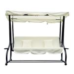 Outsunny Columpio Balancín Jardín 3 Plazas Convertible en Cama Techo Parasol Regulable Bandeja para Bebida Terrza Balcón Exterior Carga máx. 340kg Acero 200x120x164cm Gris(c-3)