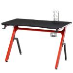HOMCOM Mesa Gaming con LED RGB Escritorio de Ordenador con Portavasos Gancho para Auriculares Soporte para Mandos Gamepad y Luz con Control Remoto 120x66x76 cm Negro y Rojo(c-2)