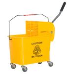 HOMCOM Cubo Fregado Profesional 20L con Ruedas y Prensa Cubo de Fregar Industrial Cubo para Mopa Amarillo 63x27x67cm(c-2)
