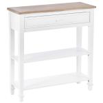 HOMCOM Mesa de Consola Multifuncional Mesa Auxiliar para Sala Pasillo Comedor con 2 Estantes 1 Cajón Extraíble Manija 75,6x27,5x80,5 cm(c-1)