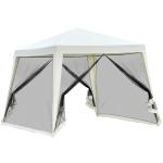 Outsunny Carpa de Jardín 3x3 m Cenador con 4 Partes Laterales Mosquitera con Cremallera Protección UV para Patio Eventos Fiesta Gris(c-1)