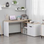 HOMCOM Mesa de Ordenador Multifuncional Escritorio Estilo Industrial Vintage con 4 Estantes para Despacho Casa Estudio 120x70x120 cm Blanco Roble(c-3)
