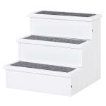 PawHut Escalera para Mascotas Perros Gatos de 3 Peldaños Desmontable y Funda Extraíble Portátil Carga 15 kg 54x40x39 cm Marrón y Beige(c-1)