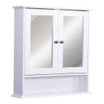 kleankin Armario de Baño con Espejo de Pared con 2 Puertas Armario de 3 Niveles para Almacenamiento Blanco 56x13x58cm(c-1)