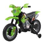 HOMCOM Moto Electrica Infantil Bateria 6V Recargable Niños 3 Años Cargador y Ruedas Apoyo Color Verde(c-2)