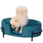 PawHut Sofá Cama para Mascotas Perros Pequeños Gatos con Cojín Acolchado Desmontable Base de Metal Bordes Elevados 64x40x24 cm Turquesa(c-2)