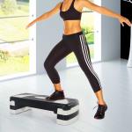 HOMCOM Tabla de Step Ajustable y Antideslizante para Fitness - Color Negro y Gris - Plástico - 80x31x10/15/20cm(c-1)