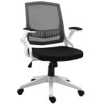 Vinsetto Silla de Oficina Ergonómica Silla Escritorio Giratoria Basculante con Altura Ajustable Reposabrazos Abatibles Soporte Lumbar y Respaldo Transpirable 61x61x94-104 cm Negro(c-2)