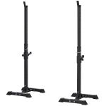 HOMCOM Soporte Barra Pesas Estantes Ajustables de 12 Niveles Barra Levantamiento Pesas Gimnasio Max. 150 KG Acero 52x48x108-163 cm Negro(c-3)
