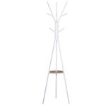 HomCom® Perchero de Pie Metálico para Colgar Ropa Bolsas 9 Ganchos con Estante Forma de Árbol Perchero Vintage 45x45x180cm Blanco(c-1)