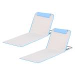 Outsunny Conjunto de 2 Esterillas de Playa con Respaldo Reclinable en 5 Niveles Bolsa de Transporte y Reposacabezas 48x134x36-45 cm Gris(c-1)