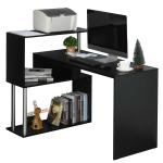 HOMCOM Mesa de Ordenador Escritorio de PC Mesa con Armario para Hogar 100x52x75cm Negro y Plata(c-1)