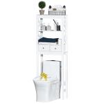 HOMCOM Armario de Baño Multifuncional Gabinete en la Pared para Ahorro de Espacio con 3 Niveles Abiertos 1 Puerta Estante Ajustable Antivuelco(c-4)