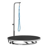 PawHut Mesa Plegable de Aseo para Mascotas Mesa Antideslizante de Peluquería para Gatos y Perros Φ70x1,8x75-100cm Negro(c-2)