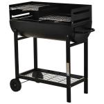 Outsunny® Barbacoa de Carbón Vegetal con Ruedas Estantes Parilla Barril Carro de BBQ Picnic Acampada Smoker Ahumador de Carbón 115x56x108cm(c-1)