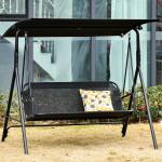 Outsunny Columpio de Jardín de 2 Plazas Silla Balancín con Parasol Techo Ajustable en Ángulo Terraza Balcón Exterior Carga 200 kg 172x110x155 cm Marrón(c-1)