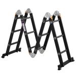Escalera Multiusos Plegable Escalón Caballete 5 en 1 Portátil con 2 Placas de Plataforma Pie Antideslizante 6 Interruptores Bisagra 70x61x11cm(c-1)