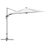 Outsunny Sombrilla de 300 cm de Aluminio Luces LED Protección UV 50+ Giratorio 360° con Manivela Panel Solar Techo Reclinable Base Cruzada Rojo(c-1)