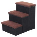 PawHut Escalera para Mascotas Perros Gatos de 3 Peldaños Desmontable y Funda Extraíble Portátil Carga 15 kg 54x40x39 cm Marrón y Beige(c-3)