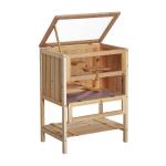 PawHut Jaula Hámster de Madera Casa para Roedores Pequeños con Bandeja Extraíble 2 Plataformas y Rampas 115x60x58 cm Madera Natural(c-4)