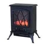 HOMCOM Chimenea Eléctrica Calefactor tipo Estufa de Pie 600W/1200W con Efecto de Leña Ardiendo 34,5x17x31cm Negro(c-1)