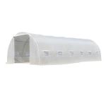 Outsunny Invernadero de Túnel 8x3x2 m Acero y PE 140g/m² Cultivo Plantas Tomates Verduras con 12 Ventanas y Puerta Enrollable Blanco(c-3)