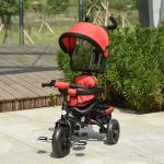 HOMCOM Triciclo para Bebé 4 en 1 Bicicleta para +18 Meses con Capota Manija de Empuje Ajustable Barra Extraíble Reposapiés Plegable Canasta de Almacenaje 92x51x110 cm Gris(c-2)