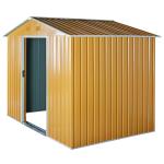 Outsunny Caseta de Jardín de 4,1m² Cobertizo Exterior para Almacenar Herramientas con Puertas Correderas de Acero Galvanizado 236x174x190 cm Amarillo Mostaza(c-2)