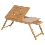 HomCom® Mesa de Ordenador Portátil Bambú Plegable Altura Ajustable 55x35x22-30cm (LxANxAL)(c-2)