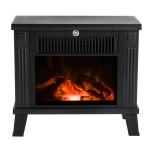 HOMCOM Chimenea Eléctrica Calefactor tipo Estufa de Pie 600W/1200W con Efecto de Leña Ardiendo 34,5x17x31cm Negro(c-2)