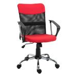 Vinsetto Silla de Oficina Ergonómica Silla de Escritorio Basculante y Giratoria con Altura Ajustable del Asiento Reposabrazos y Ruedas 57x57x93-103 cm Rojo(c-2)