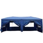 Outsunny Carpa Plegable 5,91x2,97x2,55 m en Acordeón con 4 Paneles laterales y 2 Cortinas +Bolsa Transporte Color Azul(c-3)
