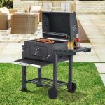 Outsunny® Barbacoa de Carbón Vegetal con Ruedas Estantes Parilla Barril Carro de BBQ Picnic Acampada Smoker Ahumador de Carbón 115x56x108cm(c-3)