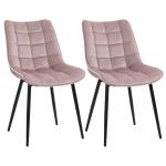 HOMCOM Conjunto de 2 Sillas de Comedor Tapizadas en Terciopelo Acolchadas con Patas de Metal de Estilo Nórdico y Vintage 46x58,5x85,5 cm Rosa(c-2)