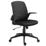 Vinsetto Silla de Oficina Ergonómica Silla Escritorio Giratoria Ajustable en Altura con Reposabrazos Abatible Soporte Lumbar y Respaldo Transpirable 57x61x93-102 cm Negro(c-2)