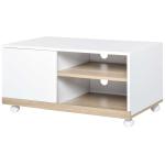 HOMCOM Mueble para Televisión Mesa para TV con Estantes y Ruedas con Bloqueo Superficie de Melamina 40x40x80 cm Negro(c-1)