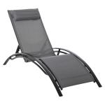 Outsunny Tumbona Reclinable con Respaldo Ajustable en 5 Posiciones y Reposacabezas Extraíble Acolchado Aluminio Textilene para Jardín Terraza Balcón 171x64x82 cm Gris(c-4)