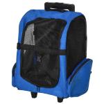 PawHut Transportín Carrito para Mascotas 2 en 1 Mochila de Viaje con 2 Ruedas para Perros Gatos con Asa Retráctil de Aluminio y Bolsillos de Almacenaje 42x25x55 cm Gris(c-1)