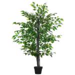 Outsunny Árbol de Ficus Artificial de 145 cm de Altura 756 Hojas con Maceta para Decoración de Hogar Interiores y Exteriores Verde(c-9)
