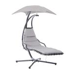 Outsunny Tumbona Colgante con Sombrilla Hamaca Sillón Balancín para Jardín con Toldo Estructura Estable de Acero 190x115x190 cm Beige(c-1)