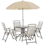 Outsunny Conjunto de Muebles para Jardín con 4 Sillas 1 Mesa y 1 Parasol Textilene Aluminio y Poliéster Beige(c-2)
