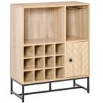 HOMCOM Aparador de Cocina Armario con 2 Puertas Estantes Ajustables y 3 Compartimentos Abiertos Muebles Auxiliar para Comedor Salón 120x39,2x76 cm Roble(c-1)